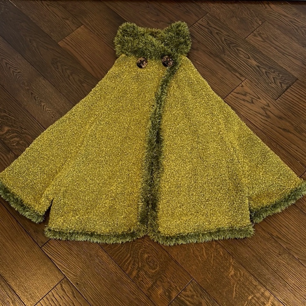 Faux fur poncho cape